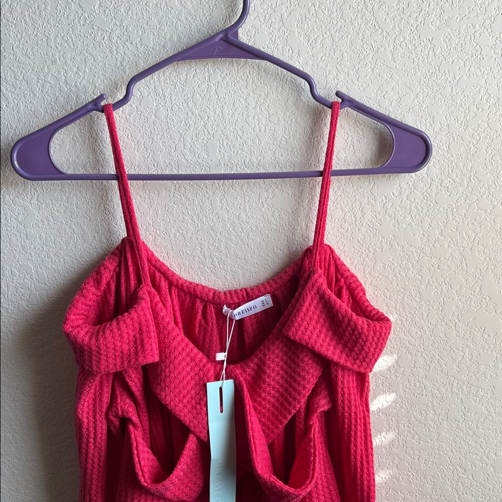 Red Off-Shoulder Dress - Picture 2 of 5